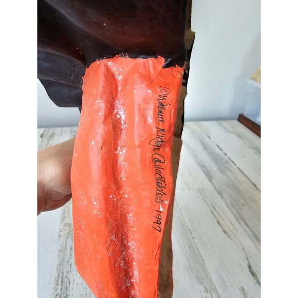 Vintage walnut ridge paper mache pumpkin witch mask painting Halloween decor 199 - Picture 6 of 10